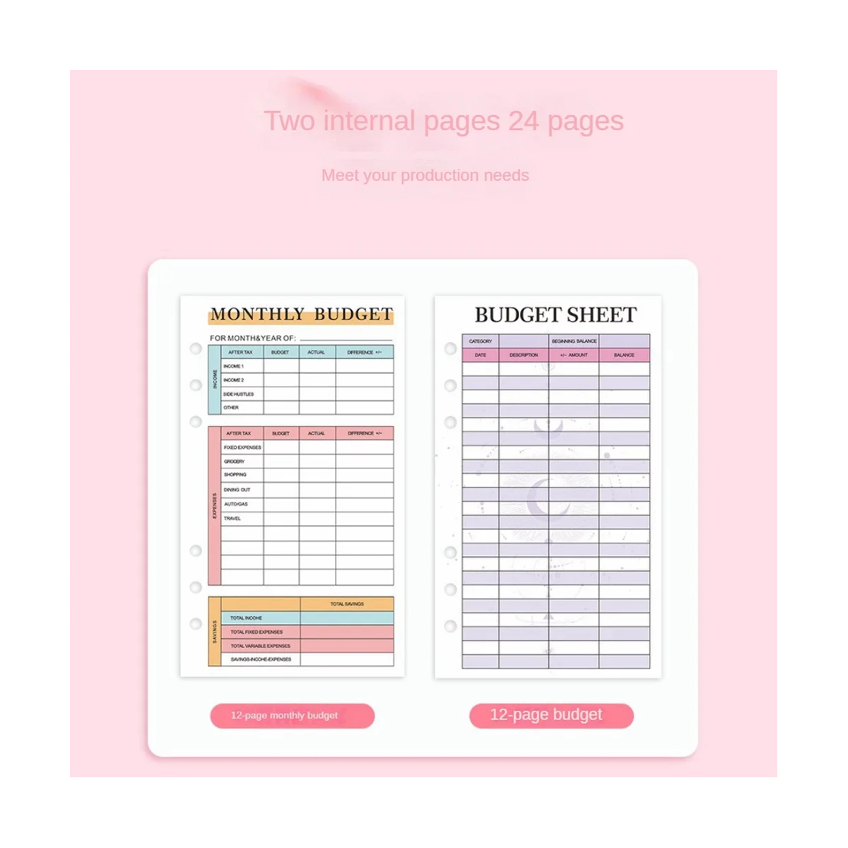 1Set A6 Budget Binder, Budget Binder With Zipper Envelopes,Money Planner Folder, Money Organizer for Cash, A6 Binder,C