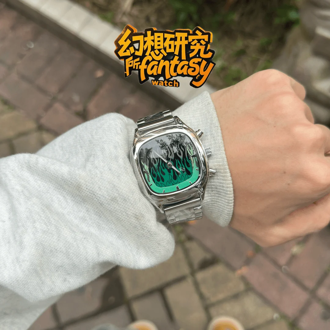 สถาบันวิจัย Y2K นาฬิกาข้อมือกันน้ำทรงสี่เหลี่ยมจัตุรัสแบบไดนามิกเรืองแสงสไตล์วินเทจ แฟชั่นอเนกประสงค์สำหรับคนยุคใหม่