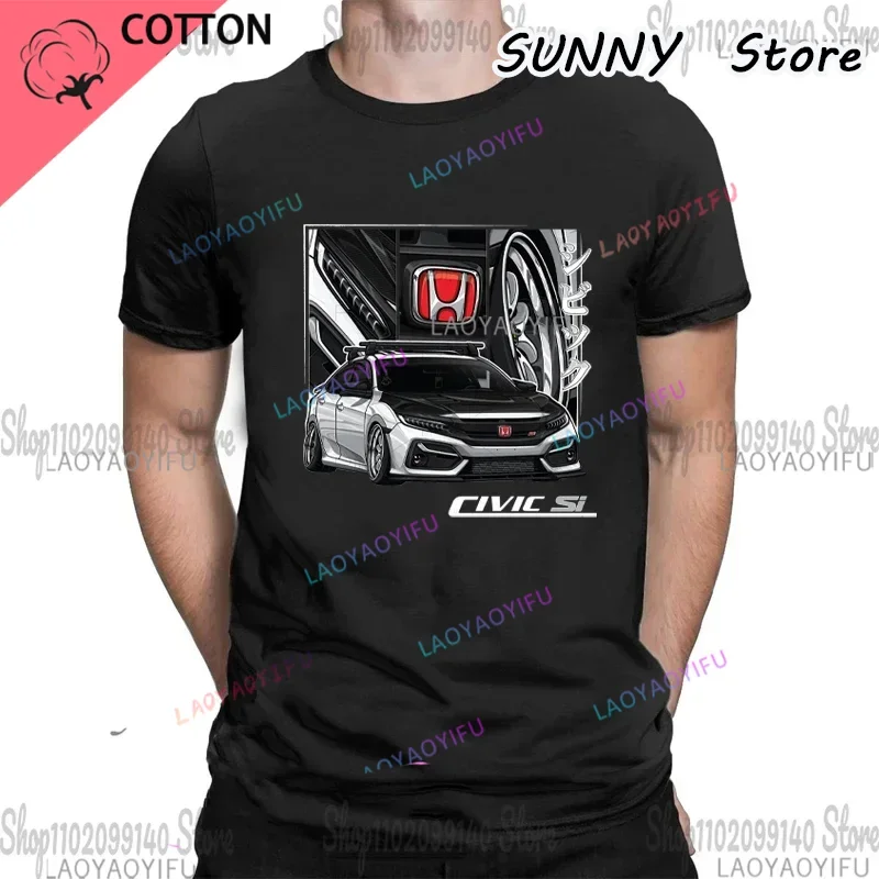 Civic SI Car Design T-shirt,Funny jazz Car Print,Hip Hop Boy,Casual Tops,Cool Man Tees,New Fashion,Summer