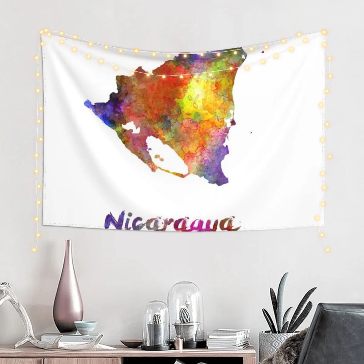 Nicaragua in watercolor Tapestry Decoration Home Bedroom Deco Korean Room Decor Tapestry