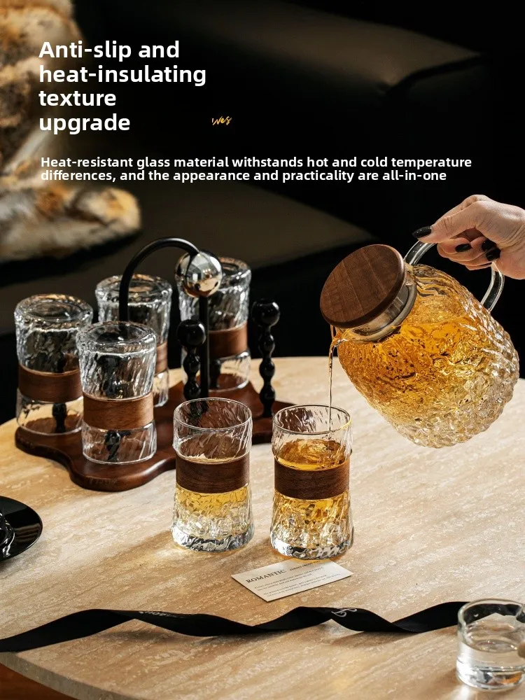 

Новый Премиальный Набор Стеклянной Посуды для Дома и Гостиной: Чайные Чашки и Чайник с Высокой Эстетической Ценностью, Термостойкие