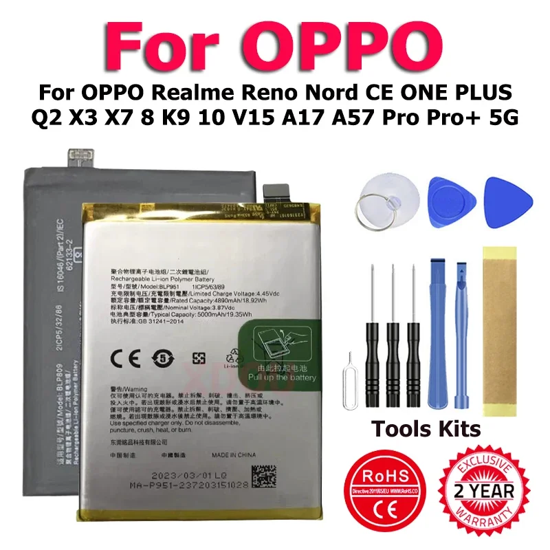 

BLP915 BLP951 BLP865 BLP929 BLP845 BLP809 Battery For OPPO Realme Reno Nord CE ONE PLUS Q2 X3 X7 8 K9 10 V15 A17 A57 Pro Pro+ 5G