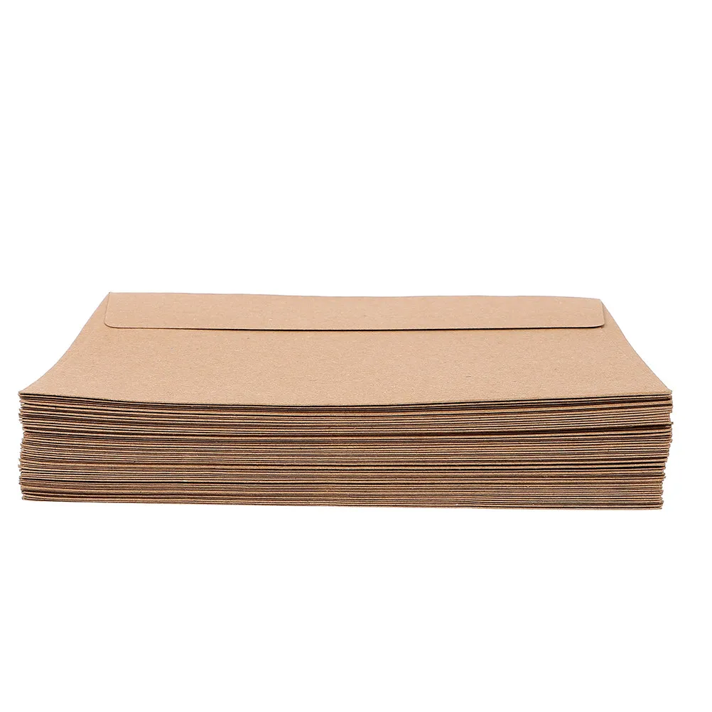 

100Pcs Sleek Kraft Envelopes Peel and Stick Self Sealing for Wedding Invitations Cards Stationery Postcard Envelopes Mailing