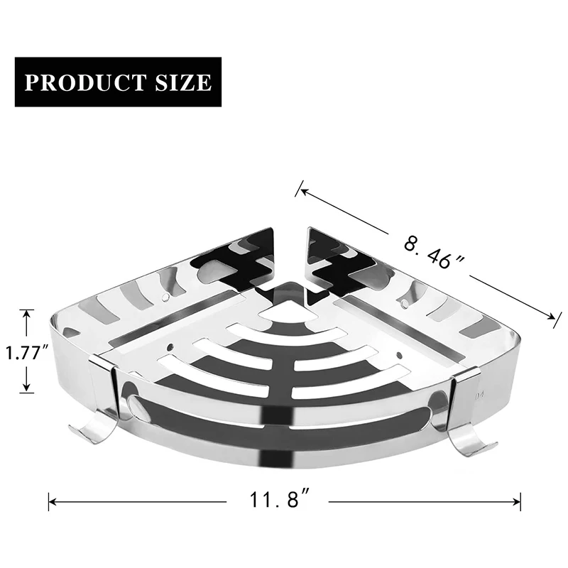 Shower Rack 2 Pieces Set Corner Shower Rack SUS304 Stainless Steel Shower Storage Rack Suitable for Shower, Toilet