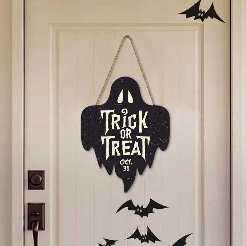 Sinal De Porta Fantasma Para O Halloween, Decorações De Porta Da Frente, Truque Ou Deleite, Fontes Do Partido