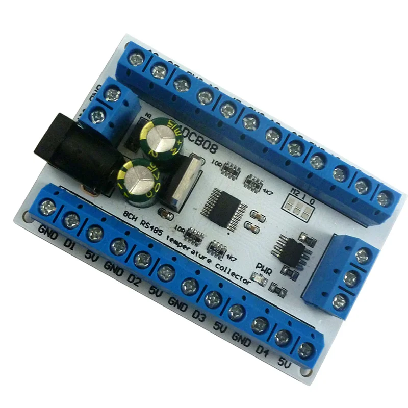 ELETECHSUP 8Ch Ds18B20 Rs485 Modbus Rtu مستشعر التحكم في درجة الحرارة وحدة رقمية عن بعد PLC R4DCB08 نادر