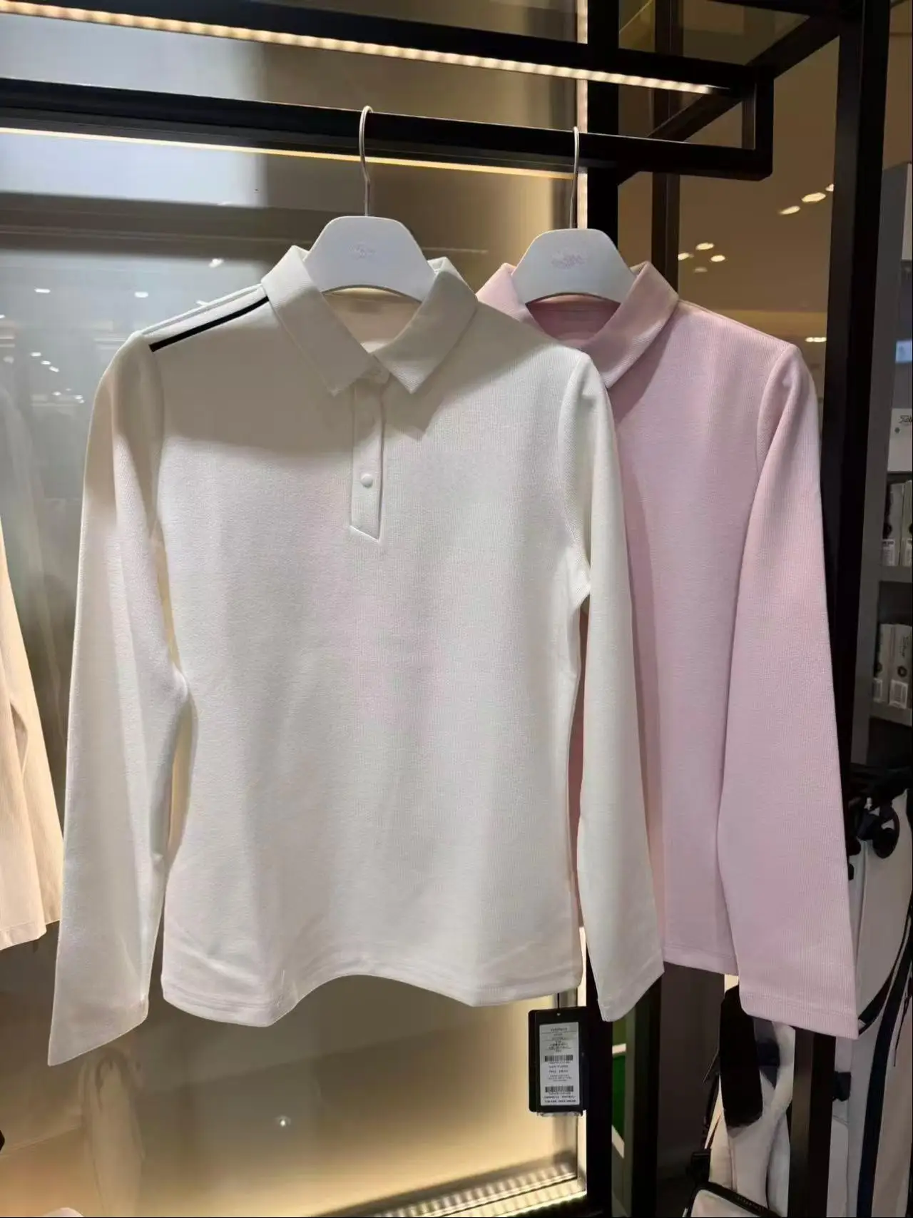 Women Golf Long Sleeve Shirt Polo Collar Brushed Fleece Top Thermal Warm Pullover for Golf Tennis Running Outdoor Sports