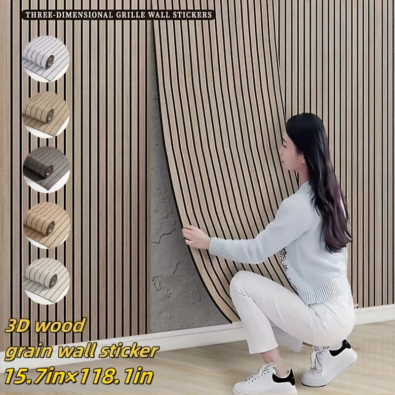 

1 Roll Self-Adhesive 3D Wood Grain Vinyl Wall Panels-Easy to Install for Ceiling-Home Decor for Living Room,Bedroom,Restaurant