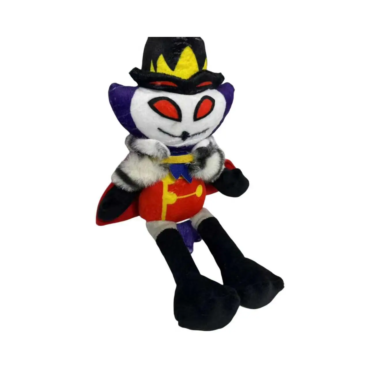 Demon‑Style Plush Doll With Top Hat & Cape, Red Eyes Retro Uniform Stuffed Figure, Dark‑Themed Soft Toy, Collectible Decor,