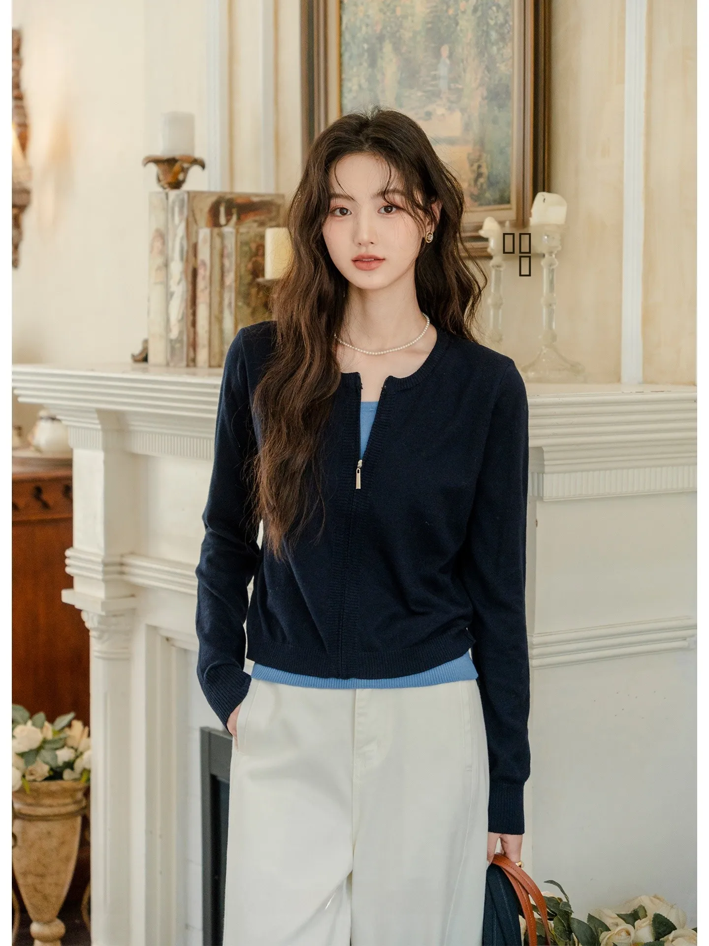 

Early Autumn Women's Knitted Long Sve Zipper Sweater Soft Polyester Blend Comfortable Regular Fit round Ne False Two-Piece