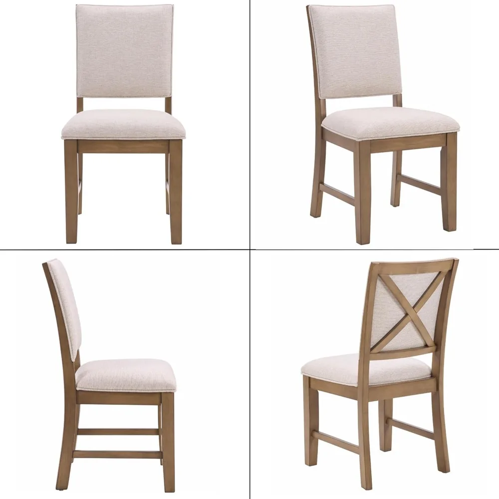 زوج من كراسي تناول الطعام المنجدة على طراز المزرعة مع تصميم خلفي متقاطع لاستخدام المطبخ وغرفة المعيشة