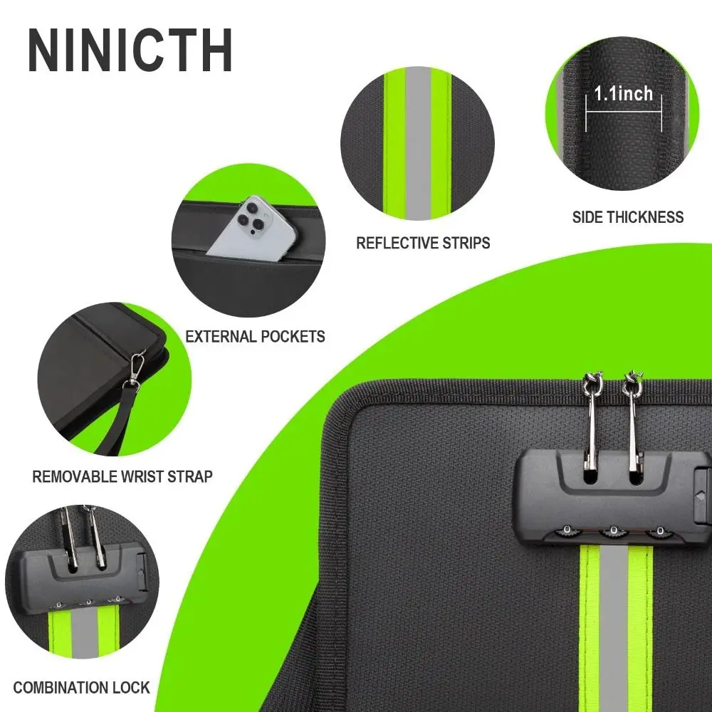 Borsa per soldi ignifuga con serratura a combinazione Borsa di sicurezza nera portatile per contanti impermeabile con borsa sicura per documenti con cerniera da viaggio