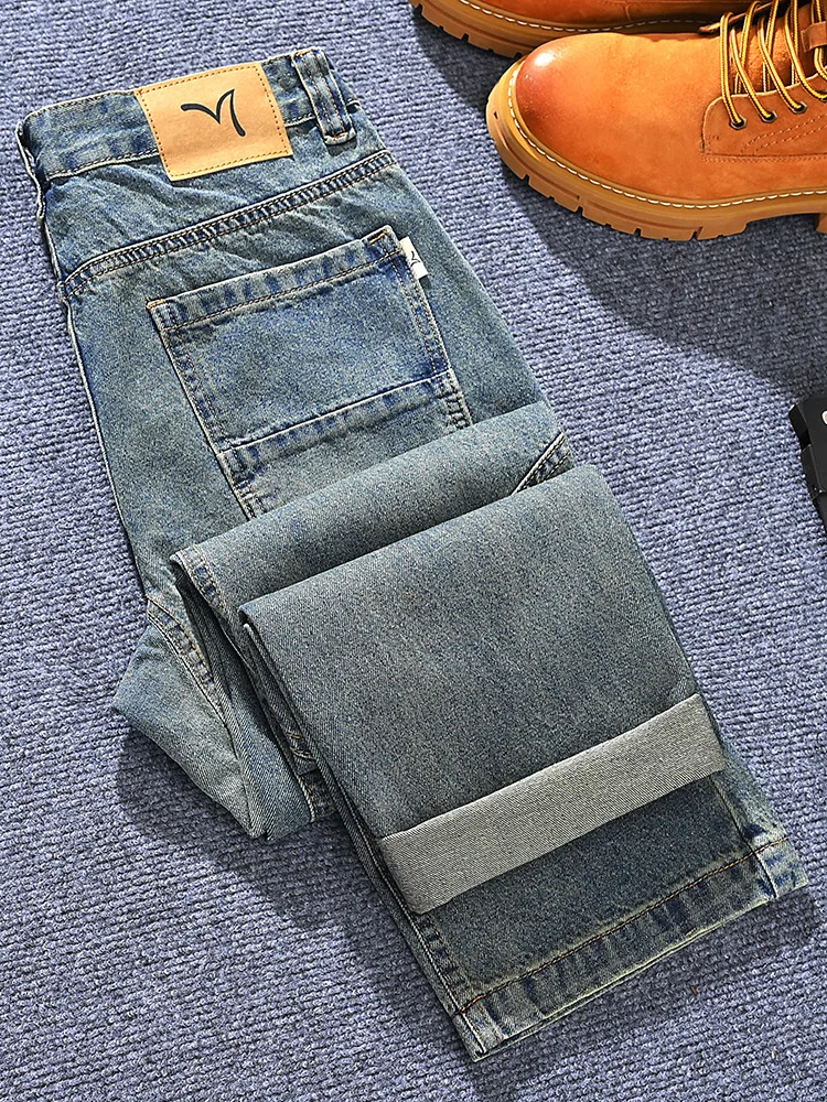 

Spring and summer American retro loose straight leg jeans for men, youth fashion, high street casual trend pants