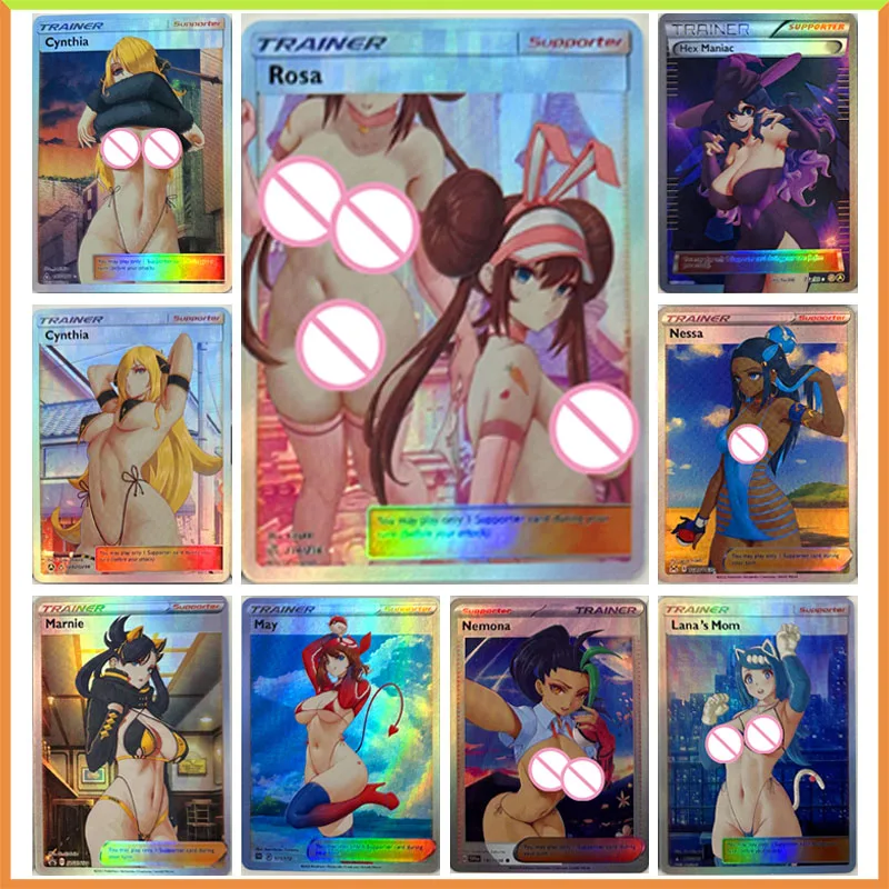 Anime Pokemon DIY ACG Foil Foil Refraction Card Rosa Black Magician Girl Lillie Toys for boys Collectible Cards Birthday Present