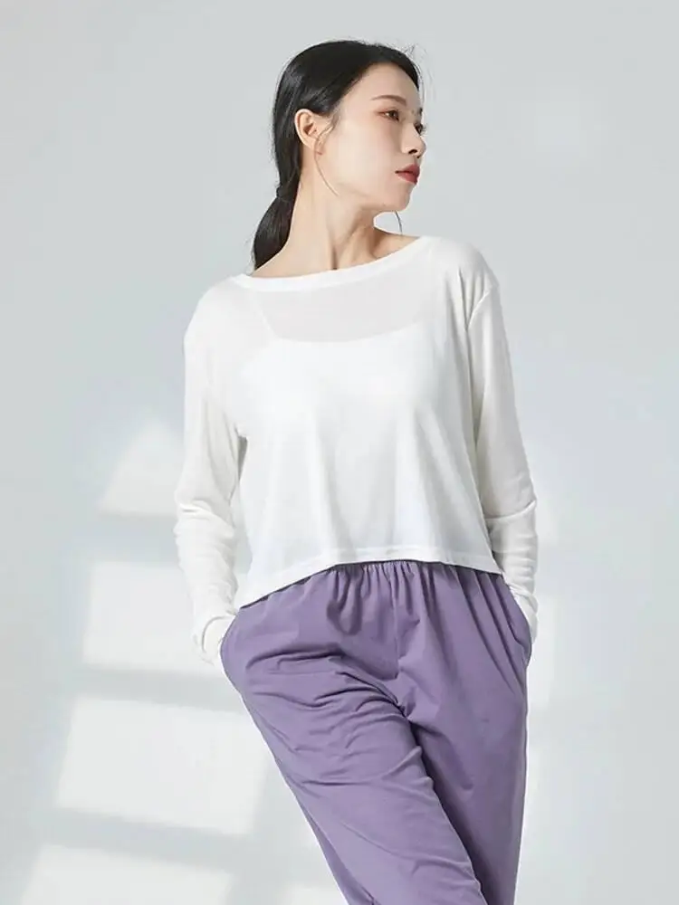 Frauen Langarm Lose Fit Moderne Dancewear Einfarbig Bluse Zeitgenössische Jazz Bühne Leistung Outfit Praxis Training Top