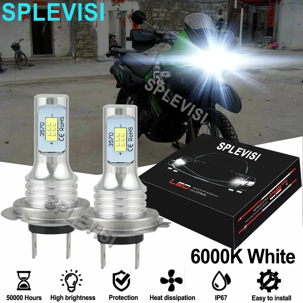 

2x HID White Motorcycle LED Headlight Bulbs For Kawasaki KLR650 2008 2009 2010 2011 2012 2013 2014 2015 2016 2017 2018