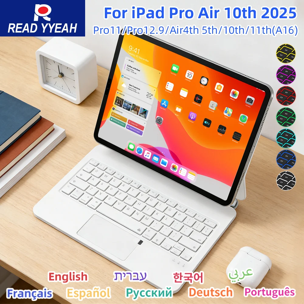 

Smart Keyboard Case for iPad 10th 11th Magic keyboard with Bluetooth for iPad 13Inch M3 M2 10.9 10th Air 4 Air 5 6 A16 Pro 11