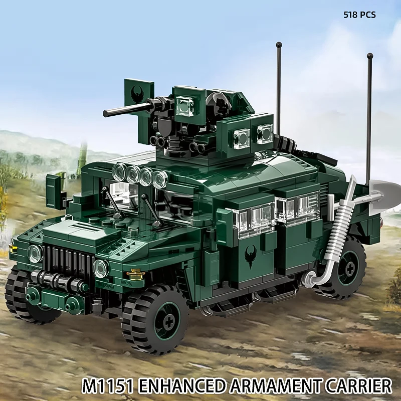 Boy Gift Armored Anti Aircraft Missile Armored Transport Vehicle Assembly Building Blocks Children's Puzzle Toy Car