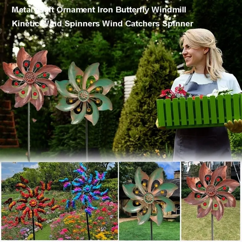 

Высокое качество, мультистиль, металлический ремесленный орнамент, металлические двухслойные бабочки, ветряная мельница, ловушки ветра, спиннер, открытый двор