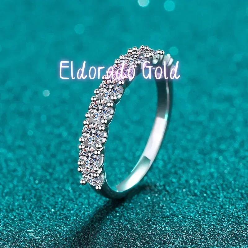 

Eldorado Gold Moissanite Rings 10 Stones 1ct Sterling Silver D VVS Lab Diamond with GRA Certificate Engagement Wedding Ring for