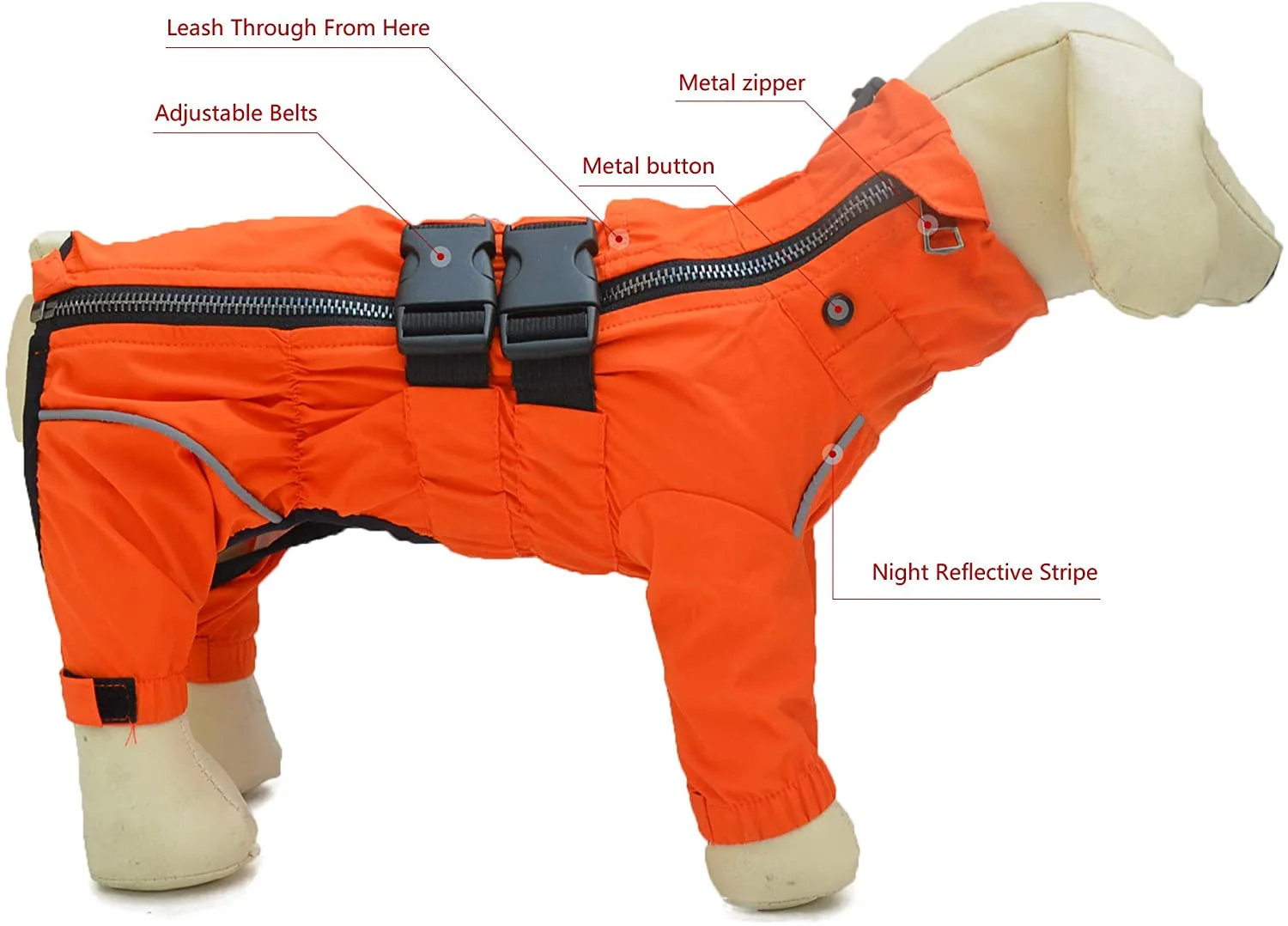 ATUBAN Waterproof Jacket, Lightweight Reflective Safety Dog Raincoat Windproof Snow-Proof Dog Vest for Small Medium Large