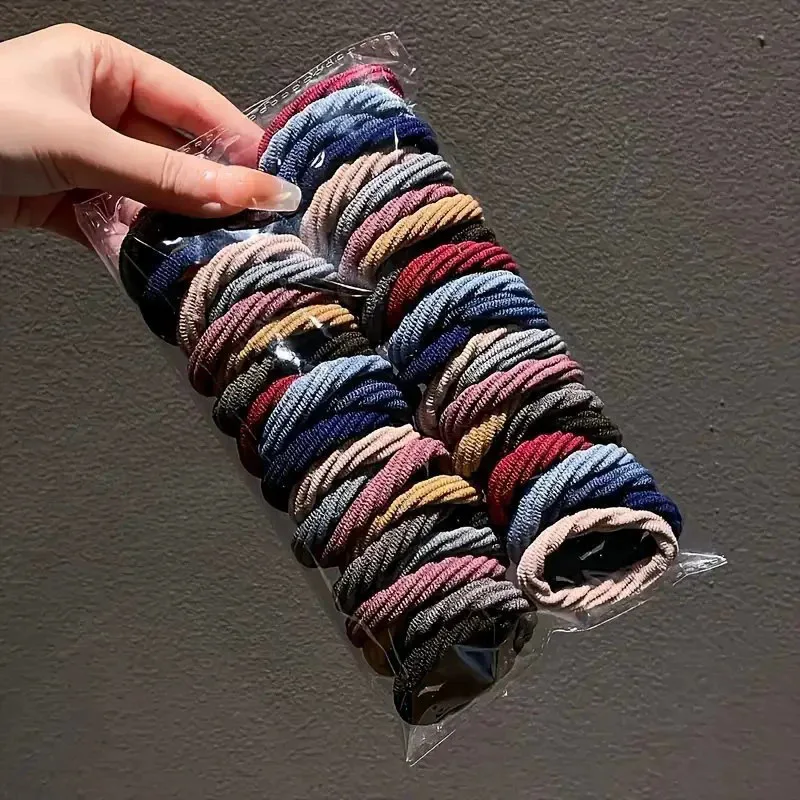 Girls Mixed Color Thread Hair Ties, 50 100 200 Pieces Simple Elastic Hair Bands Daily Hair Accessories