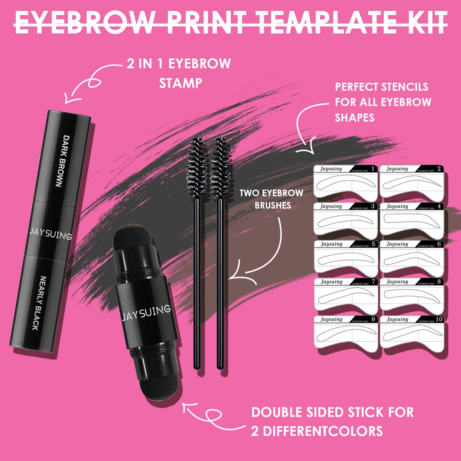 2 สีEyebrow Stamp Stencil Kitกันน้ําLazy Shaping Eye Brow Enhancer Contour Dye One Step Eyebrow Seal Powderแต่งหน้าชุด