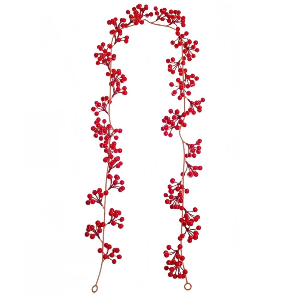 195cm Artificial Red Berry Garland Flexible Shapeable for Winter Holiday Home Decoration For Indoor Outdoor Use