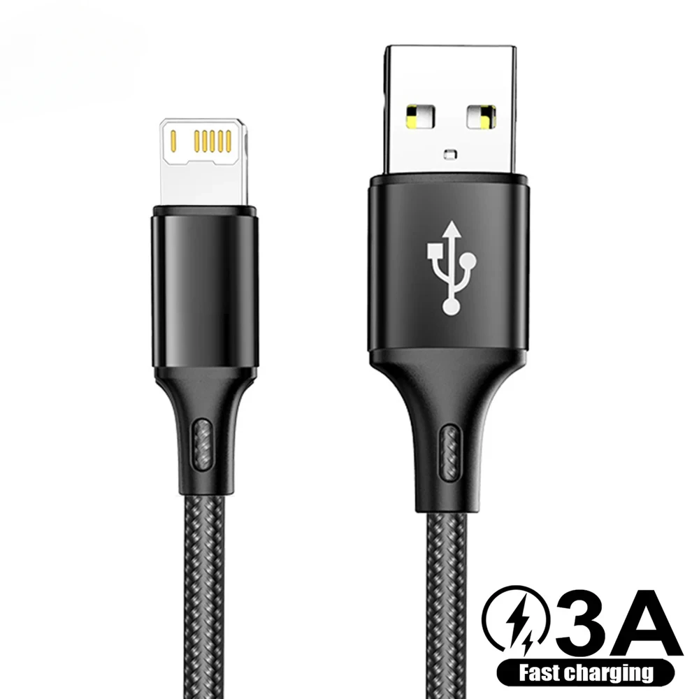 كابل USB آيفون 5 6 7 8 Plus X XS XR 11 12 13 14 Pro Max SE 1m 2m 3m طويل 25 سنتيمتر 50 سنتيمتر قصيرة iOS شاحن البيانات الحبل شحن سريع