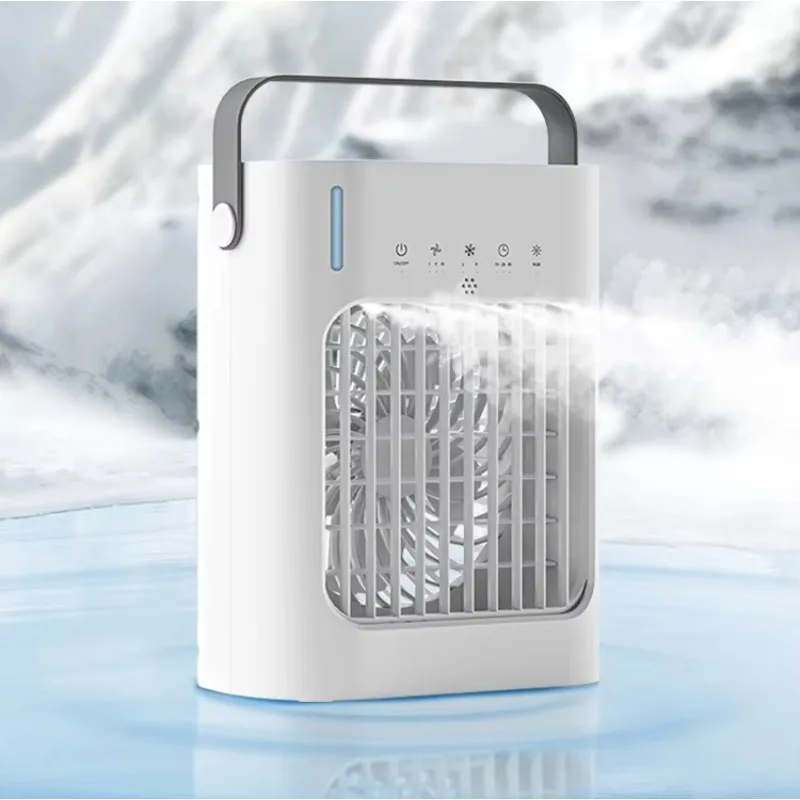 Portable electric ice cooler, mist fan, desktop mini room air cooler, with power supply top filler for use