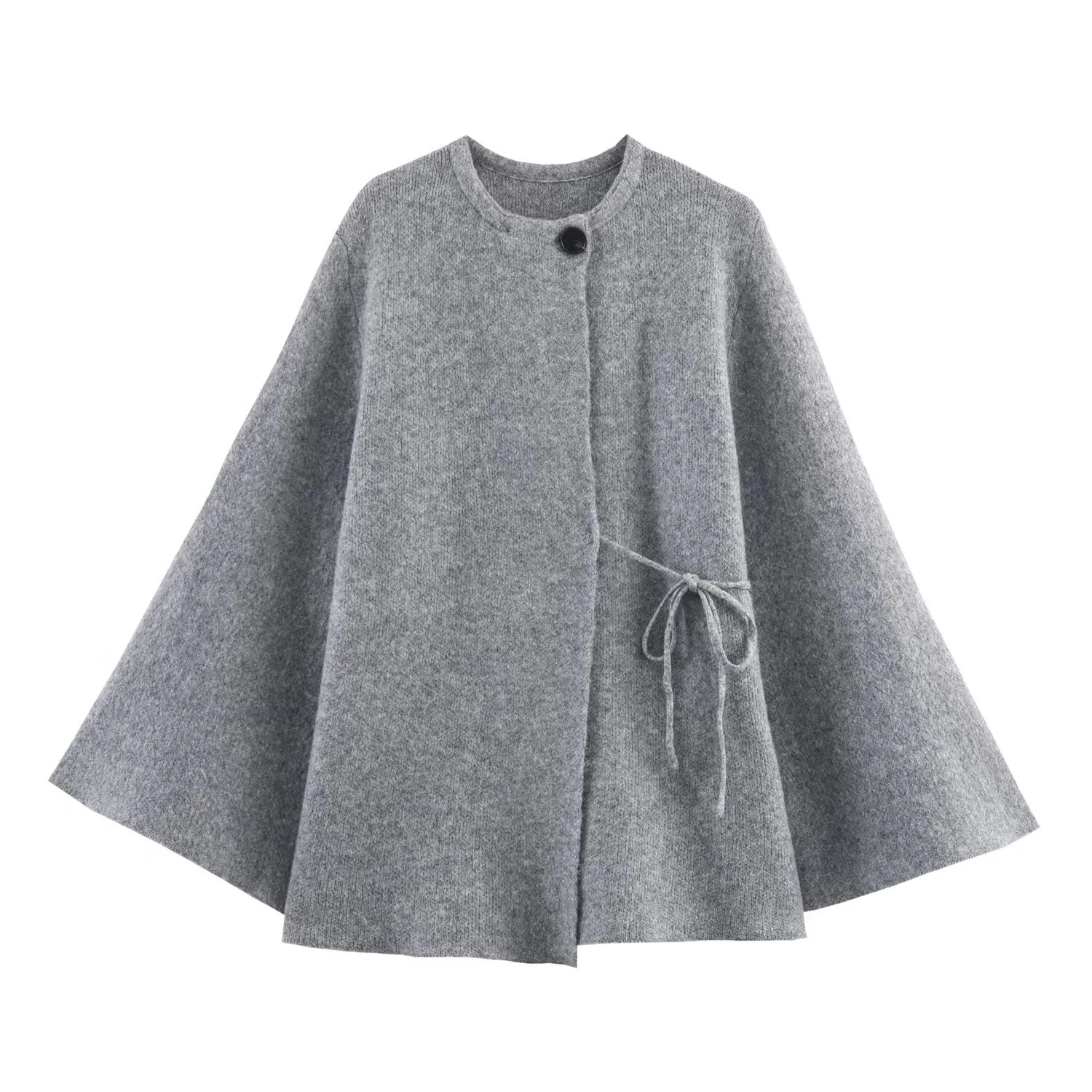 

Ladies One-button Fashionable Knitted Split-sleeve Coat
