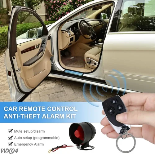 Imagen 2 del producto Protección de alarma antirrobo para coche, cerradura de puerta con Control remoto, sirena y arnés de cableado, sistema antirrobo programable, 2 unidades