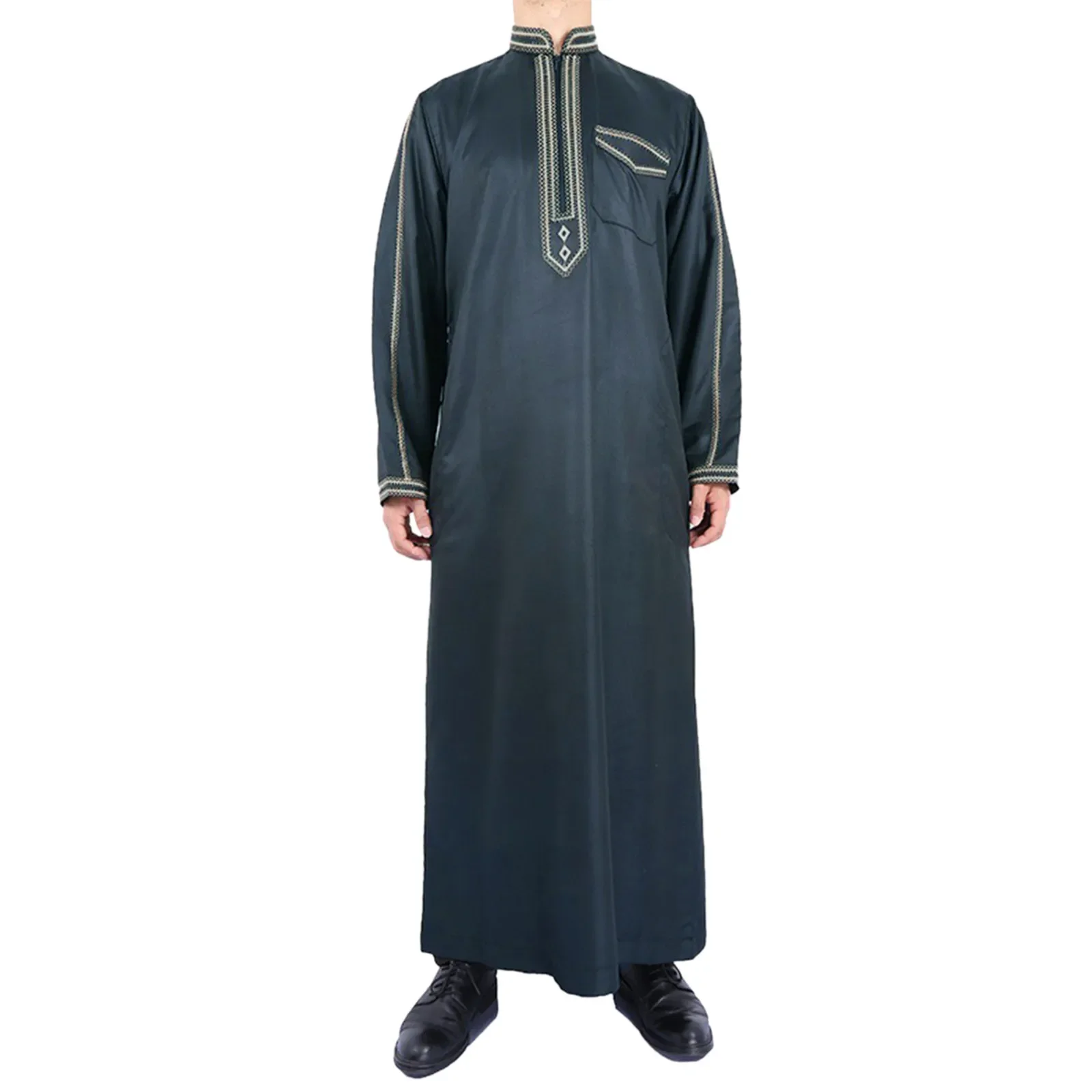 Long Sleeve Aman Abaya 1piece Jubba Thobe For Men Kaftan Pakistan Muslim Saudi Arabia Djellaba Islam Clothing Prayer Robe Afghan