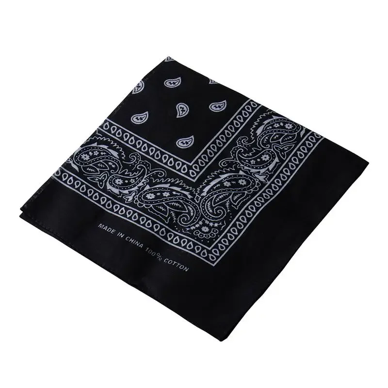 2022 New Fashion Hip Hop 100% Cotton Bandana Square Scarf 55cm*55cm Black Red Paisley Headband Printed for Women/Men/Boys/Girls