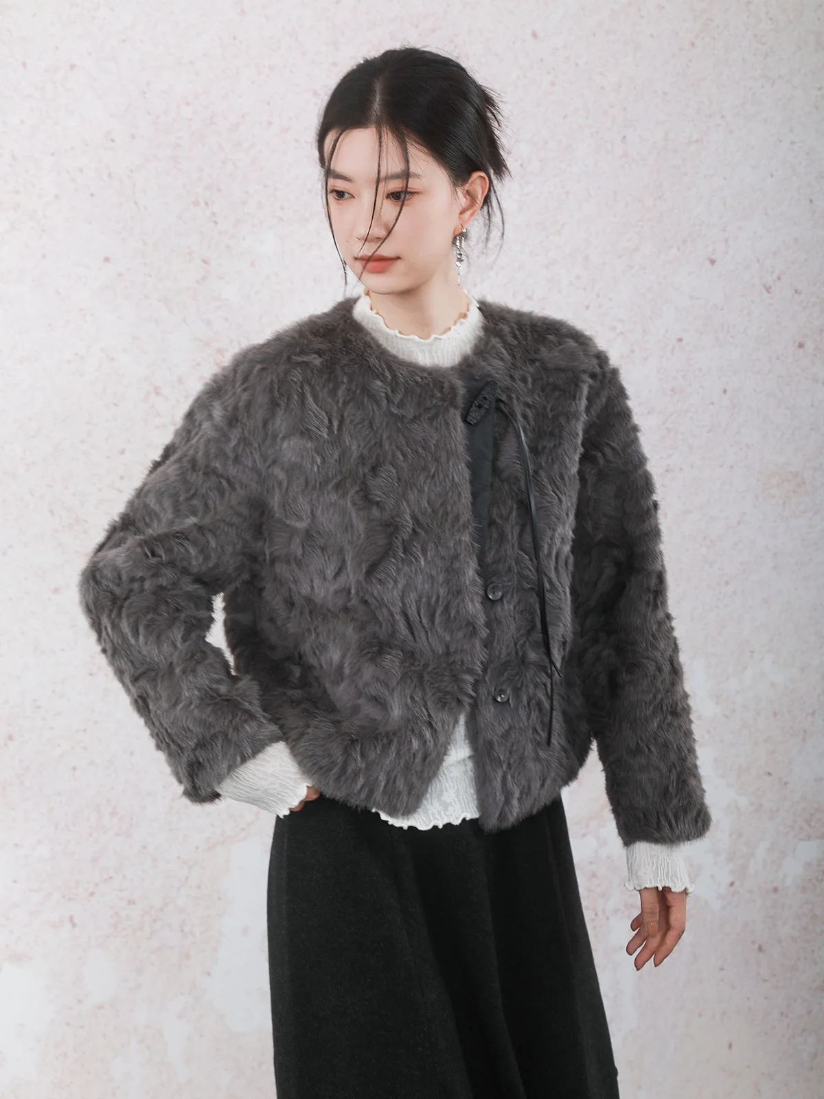 

Пальто INGKO из искусственного бархата, коричневое, с асимметричным подолом, экологичная модная верхняя одежда для молодых женщин