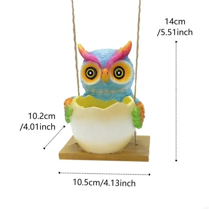 G92C Unique Owl Hanging Planter for Indoor Plant Decorative Resin Flower Pots for Succulents and Small Green Plant