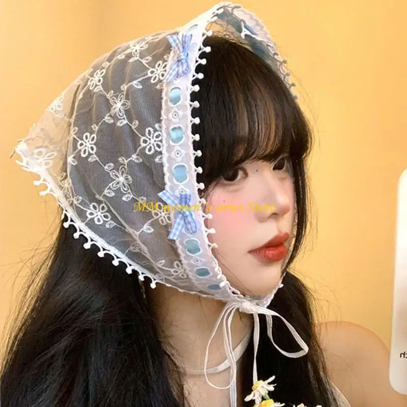 

Q39C Headscarf Headscarf Bowknot вышитый кружев
