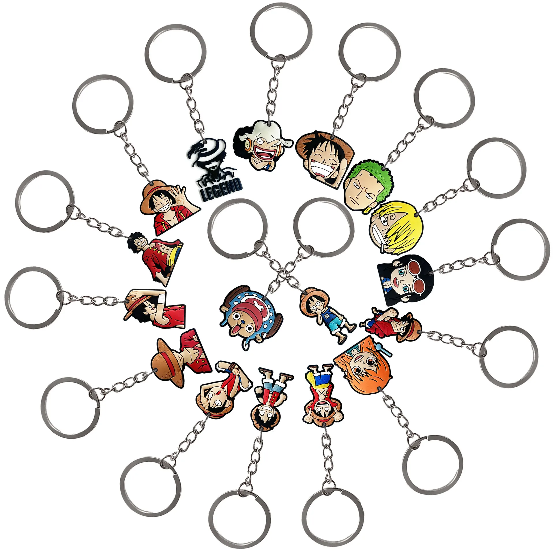 Porte-clés personnage de dessin animé une pièce, porte-clés en PVC, pendentif sac à dos, accessoires pour enfants, cadeau d'anniversaire pour enfants
