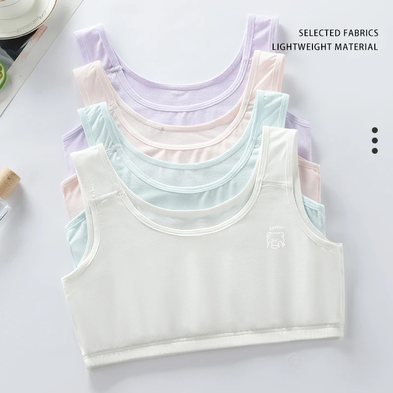 Girls' Developmental Period Underwear Tank Tops with Anti-Boob Panels, Breathable, Suitable for Elementary and Middle School Stu