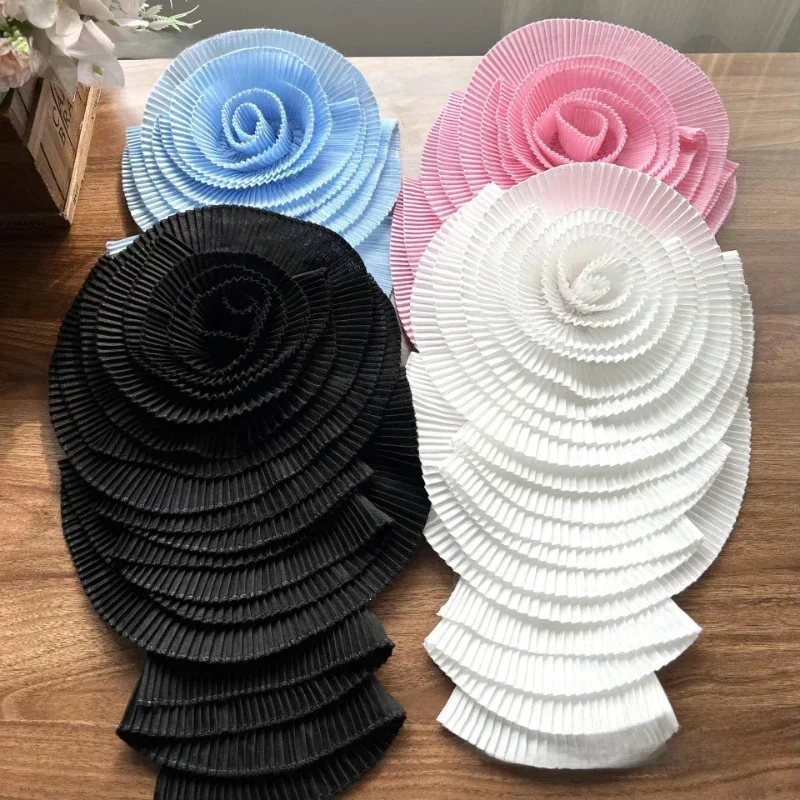 Handmade Fabric Large Flower Brooch Exaggerated Shoulder Badges Multi-layer Corsage Fashion Banquet Pins for Women Accessories