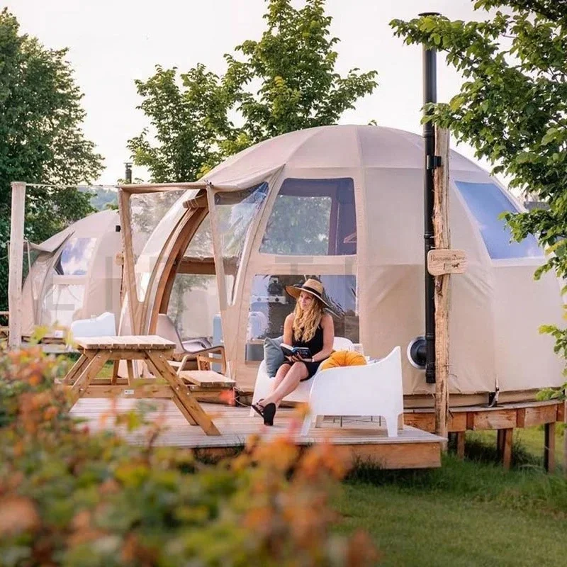 Hotel Dome Tent in the Netherlands Outdoor Luxury Wooden Frame Panorama Resort Glamping