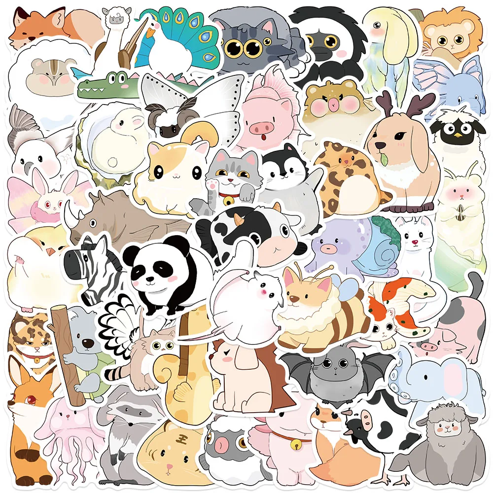 

50PCS Heterogeneous Animals Stickers Funny Cartoon Decals For Laptop Luggage Phone Case Water Cup Stickers DIY Children's Toys