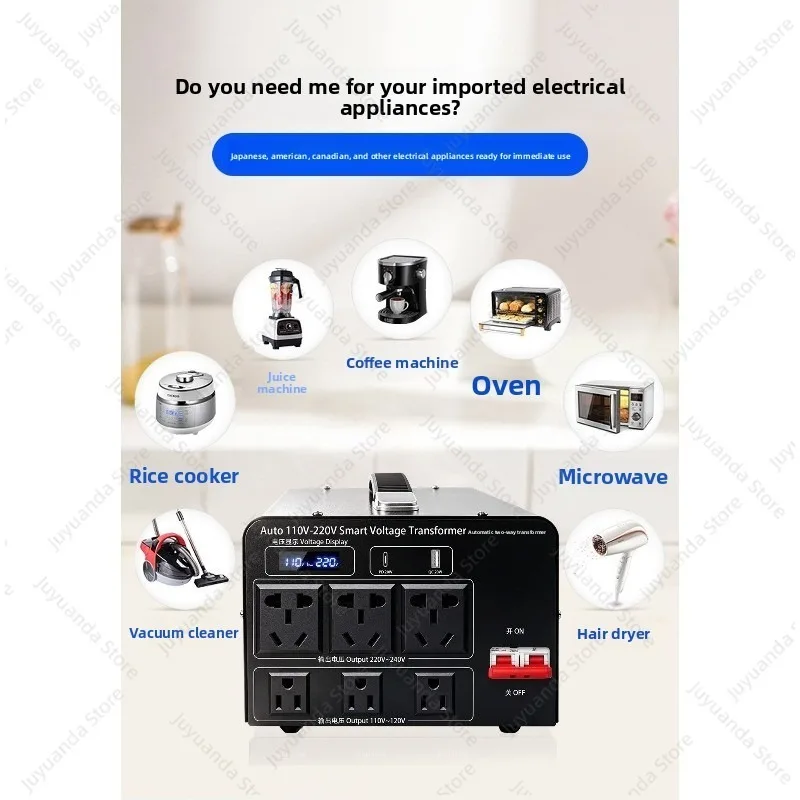 Automatic Identification 220v To 110v Transformer 110V To 220v US 120V Japan 100V Power Converter