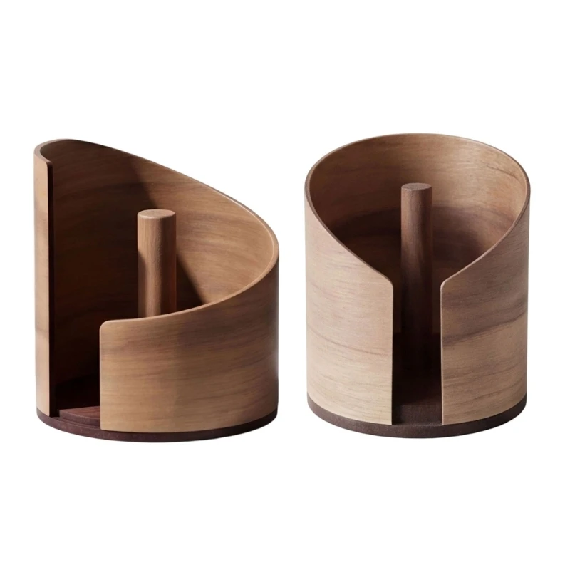 Round Base Paper Towel Holder with Skid-Resistant Support, Vertical Design and Curved Open Area for Countertop Storage D0LD