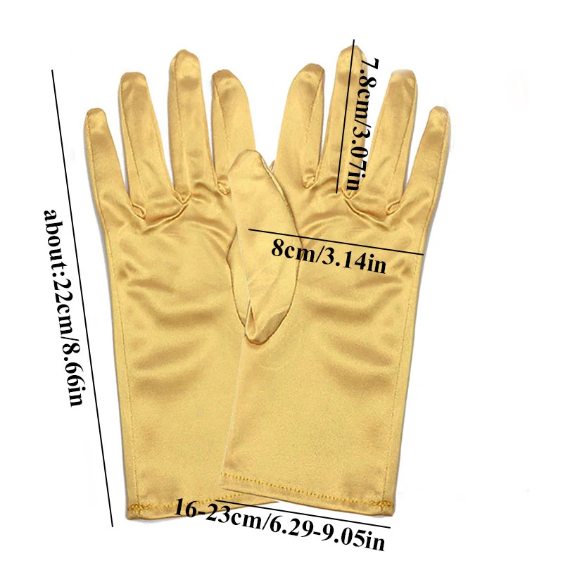 Kurze Satin-Handschuhe für Damen, elegantes Temperament, Prinzessin, Hochzeit, Braut, mehrfarbige Handschuhe, Bühnenaufführung, Abendessen-Zubehör – Detail 1
