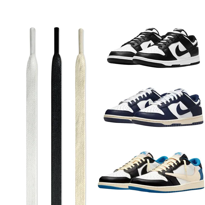 Fashion Flat Waxing Shoelaces Men Women Trend Personality Sneakers Sport Casual Basketball Beige Black Shoes Laces Dropship
