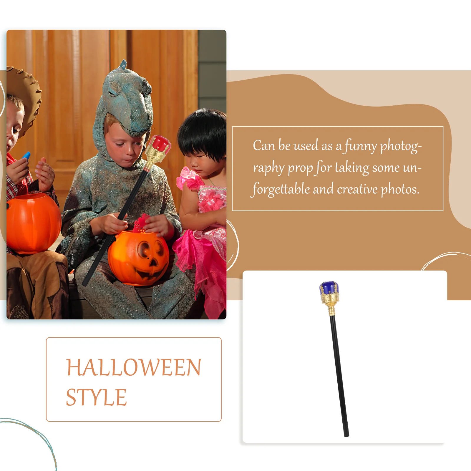 Imitation King's Cane Halloween Crutch Prop Decorative Costumes for Boys Rattan Cosplay Plastic Supplies Work