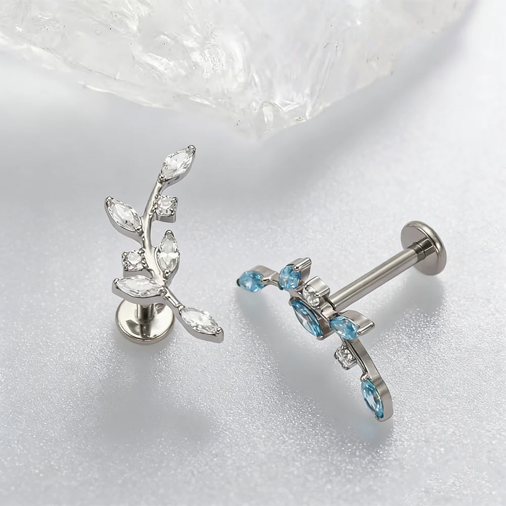 ASTM F136 Titanlegierung Pferdeauge Runder Zirkonia Ohrknorpel-Piercing Modeschmuck Hypoallergener Körperschmuck Unisex – Detail 7