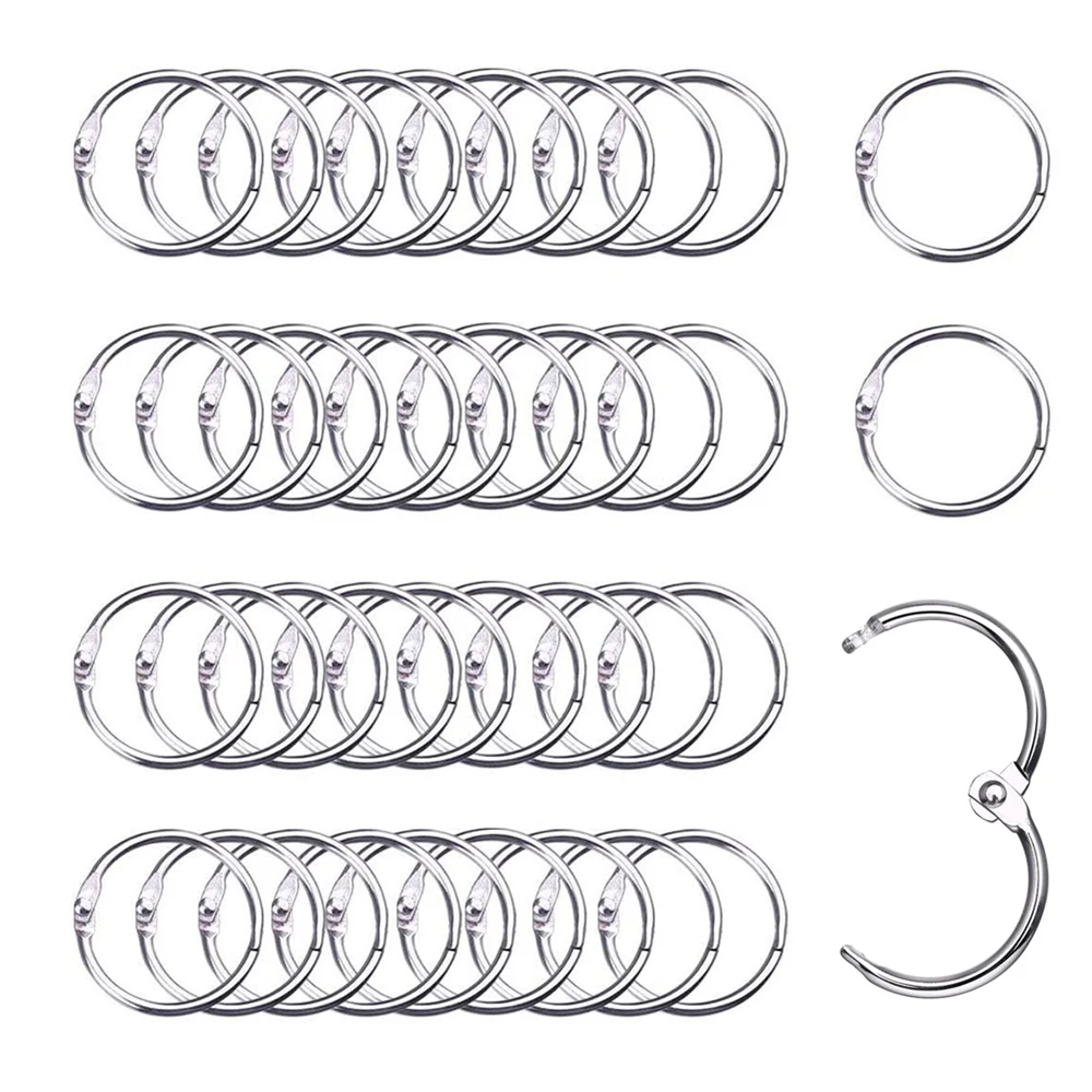 

2-10pcs Metal Ring Binder 15 - 80mm Key Ring Loose-leaf Albums Ring for DIY Office Book Paper Open Loop Clasp Binding Supplies