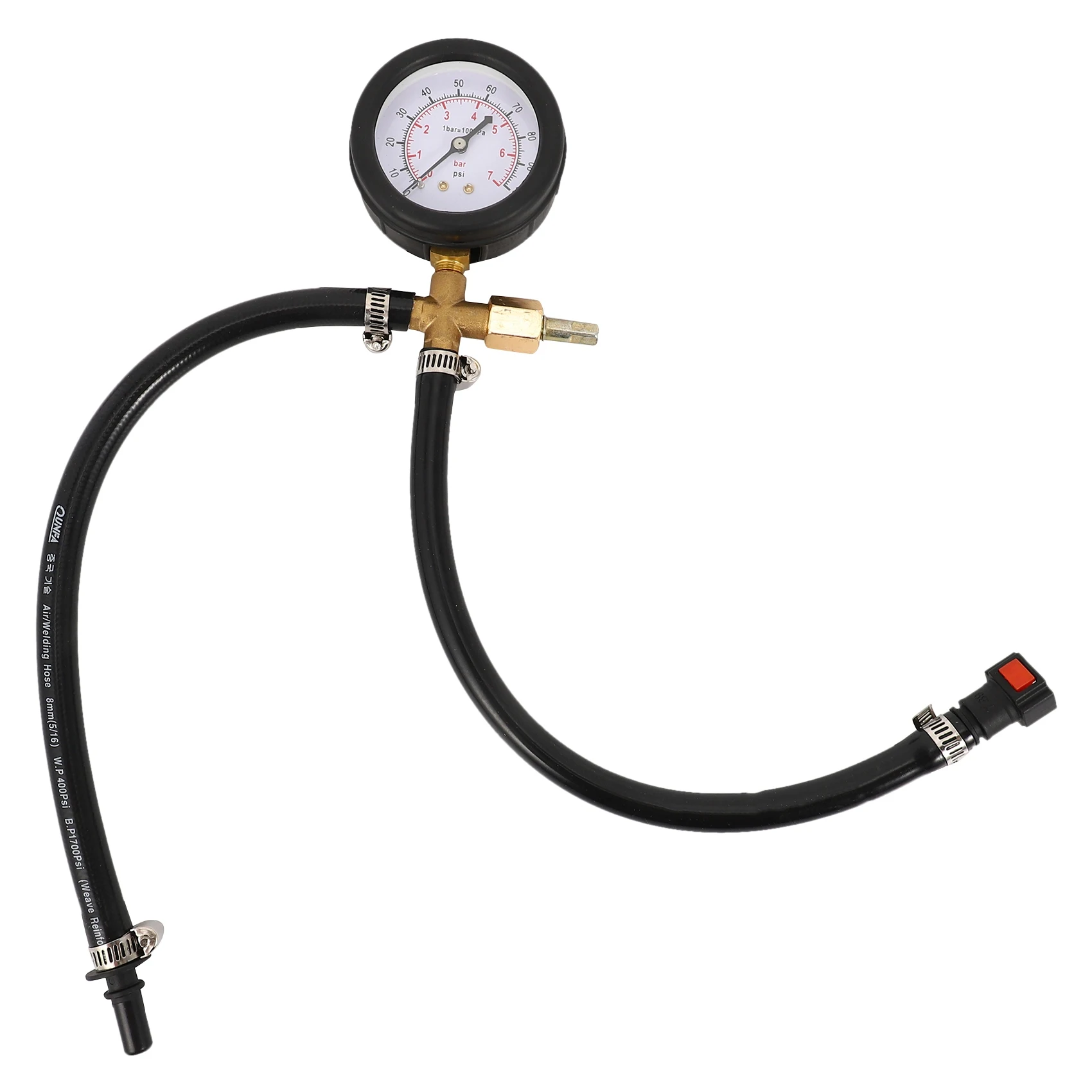 Quick Connected Fuel Injection Pump Pressure Tester Gauge with Valve 0-100PSI